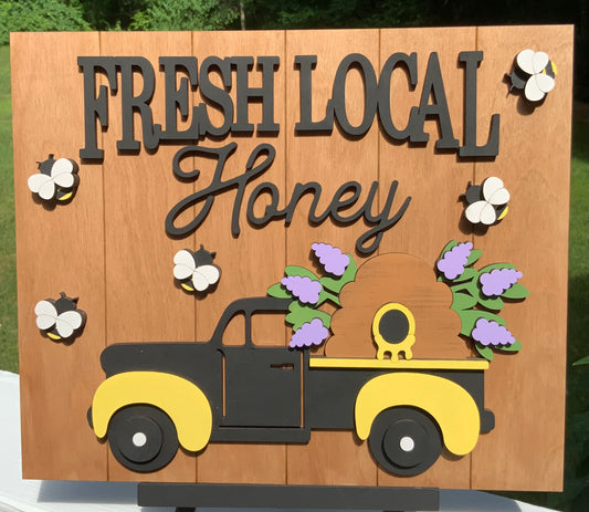 Wooden Shelf Leaner “Fresh Local Honey”